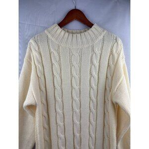 Lost + Wander Womens Cable Knit Sweater Dress Small Cream Acrylic